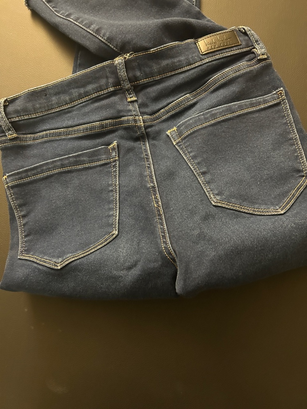 Nicole Miller Dark Indigo Stretch Denim Pants with Contrast Topstitching - Picture 2 of 7